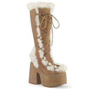 Demonia Camel 311 Camel Faux Fur Platform Boots